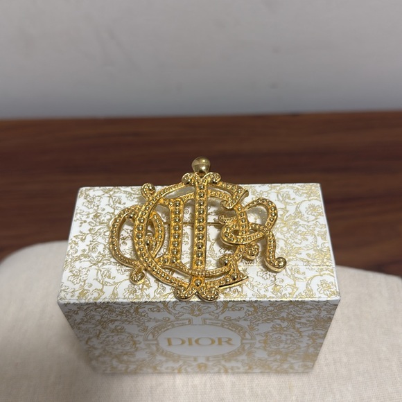 Vintage Authentic Christian Dior Monogram Gold Tone Signed Brooch Pin With Box. - Picture 3 of 7